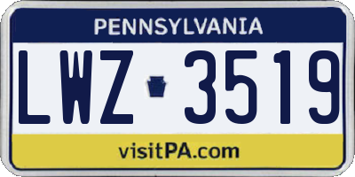 PA license plate LWZ3519