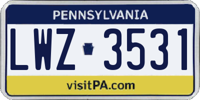 PA license plate LWZ3531