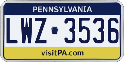 PA license plate LWZ3536