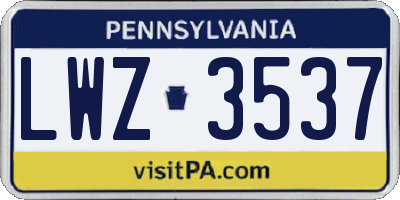 PA license plate LWZ3537