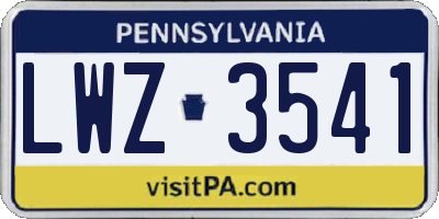 PA license plate LWZ3541