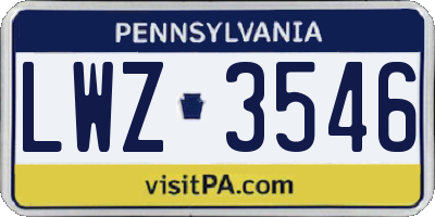 PA license plate LWZ3546