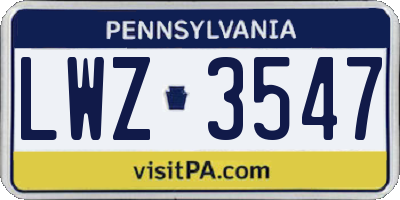 PA license plate LWZ3547