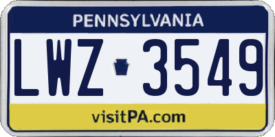 PA license plate LWZ3549