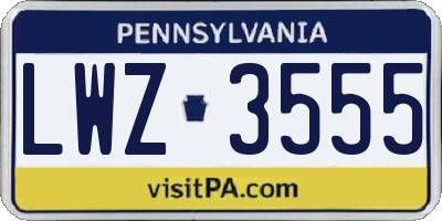 PA license plate LWZ3555