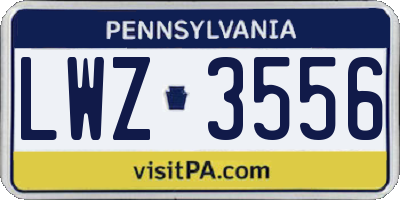 PA license plate LWZ3556