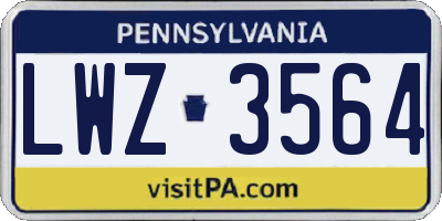 PA license plate LWZ3564