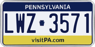 PA license plate LWZ3571