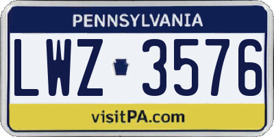 PA license plate LWZ3576