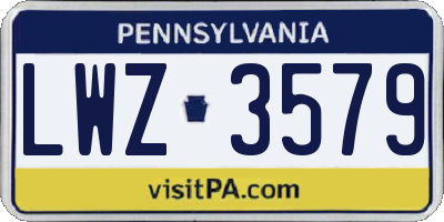 PA license plate LWZ3579