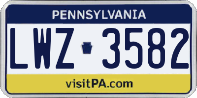 PA license plate LWZ3582