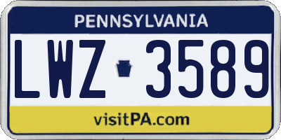 PA license plate LWZ3589