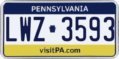 PA license plate LWZ3593