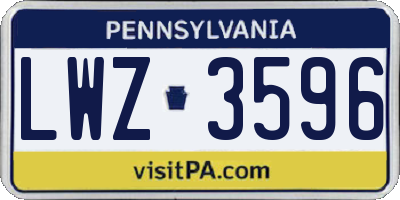 PA license plate LWZ3596