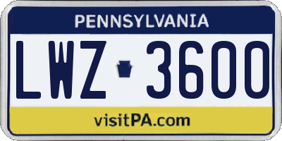 PA license plate LWZ3600