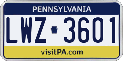 PA license plate LWZ3601
