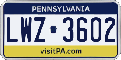 PA license plate LWZ3602