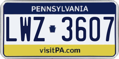 PA license plate LWZ3607