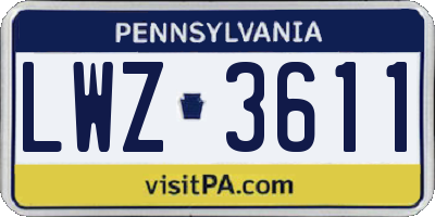 PA license plate LWZ3611