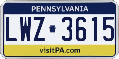 PA license plate LWZ3615