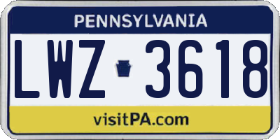 PA license plate LWZ3618