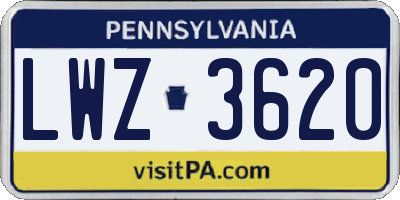 PA license plate LWZ3620