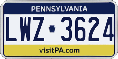 PA license plate LWZ3624