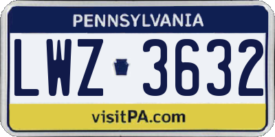 PA license plate LWZ3632