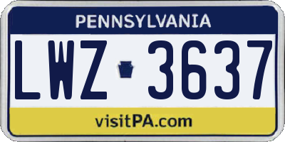 PA license plate LWZ3637