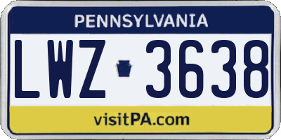 PA license plate LWZ3638