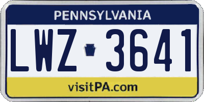 PA license plate LWZ3641