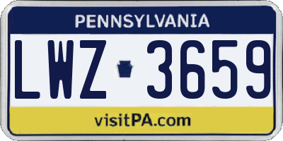 PA license plate LWZ3659