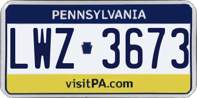 PA license plate LWZ3673