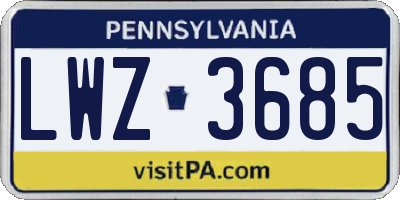 PA license plate LWZ3685