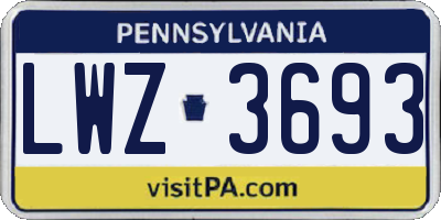 PA license plate LWZ3693