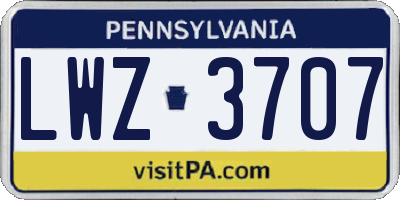 PA license plate LWZ3707