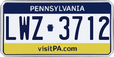 PA license plate LWZ3712
