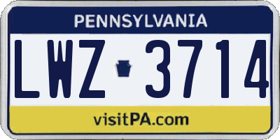 PA license plate LWZ3714