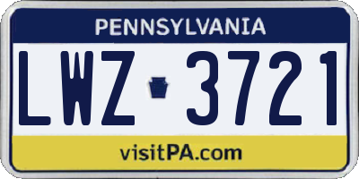 PA license plate LWZ3721