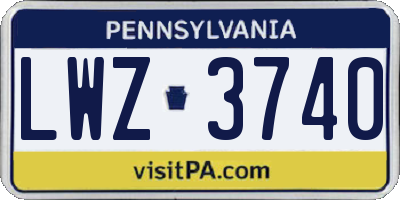 PA license plate LWZ3740