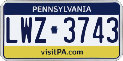 PA license plate LWZ3743