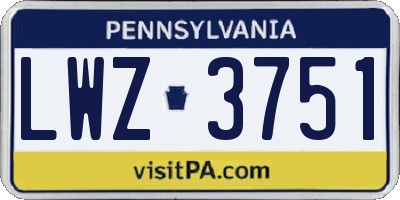 PA license plate LWZ3751