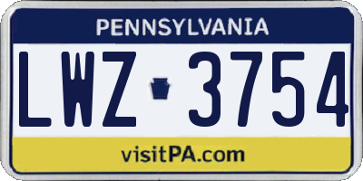 PA license plate LWZ3754