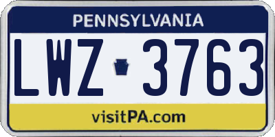 PA license plate LWZ3763