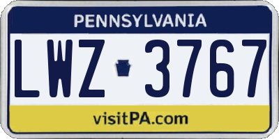 PA license plate LWZ3767