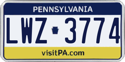 PA license plate LWZ3774