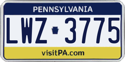 PA license plate LWZ3775