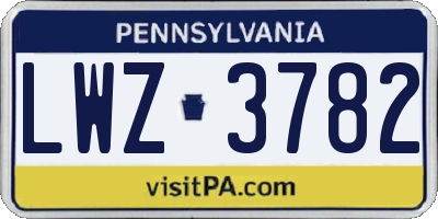 PA license plate LWZ3782