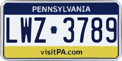 PA license plate LWZ3789