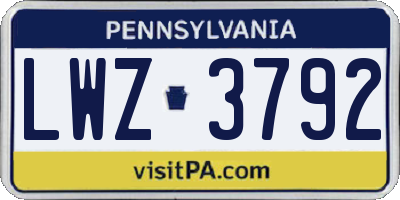 PA license plate LWZ3792